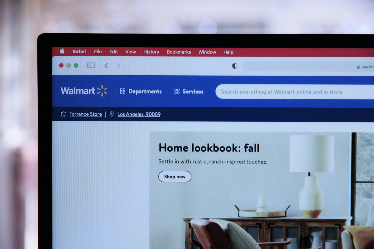 A photo of the Walmart website on a computer