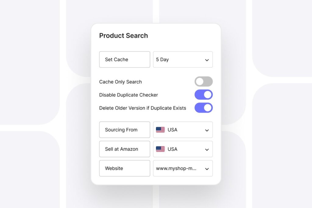 Product Search settings in Tactical Arbitrage